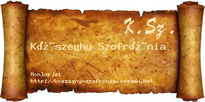 Kőszeghy Szofrónia névjegykártya